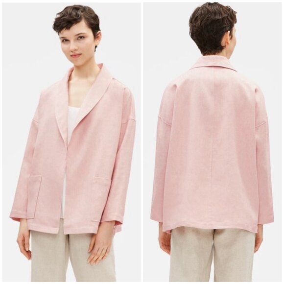 Eileen Fisher Organic Linen Open-Front Blazer in Pink Size S - Picture 1 of 12